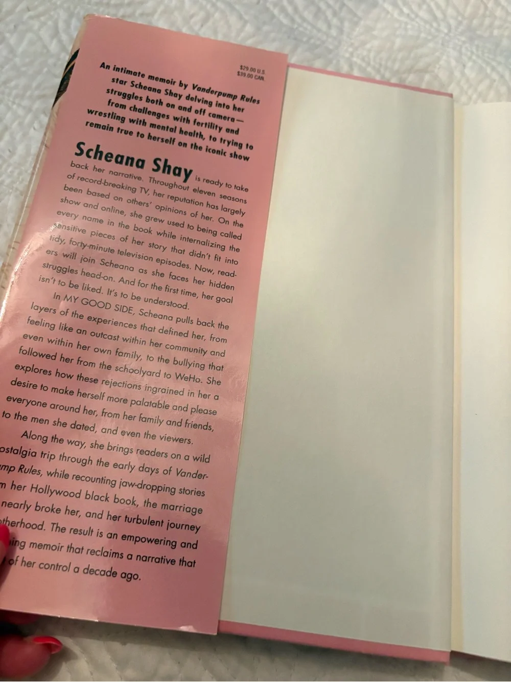 Like New Hardcover “My Good Side a Memoir” by Scheana Shay- Pink Cover